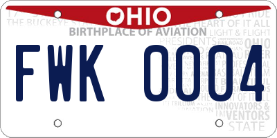 OH license plate FWK0004