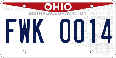 OH license plate FWK0014