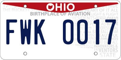 OH license plate FWK0017