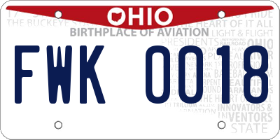 OH license plate FWK0018