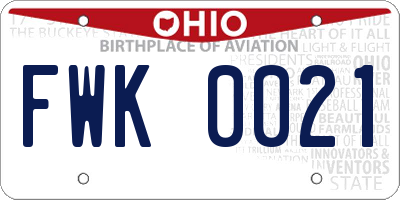 OH license plate FWK0021