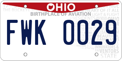 OH license plate FWK0029