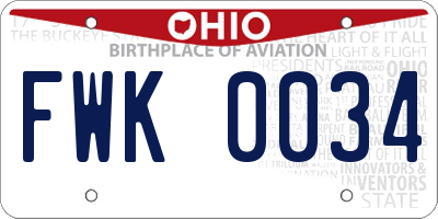 OH license plate FWK0034