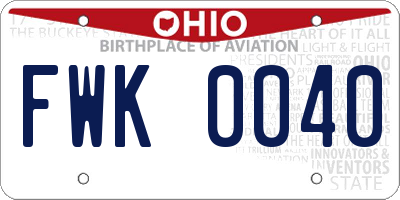 OH license plate FWK0040