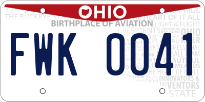 OH license plate FWK0041