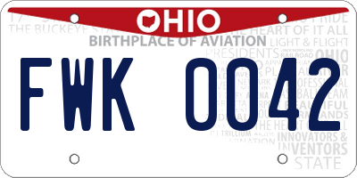 OH license plate FWK0042
