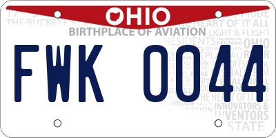 OH license plate FWK0044