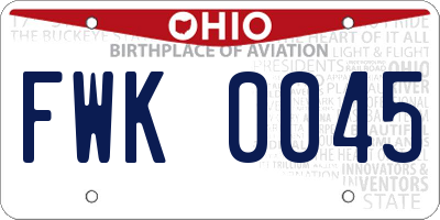 OH license plate FWK0045