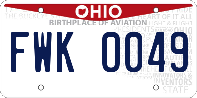 OH license plate FWK0049