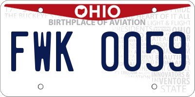 OH license plate FWK0059