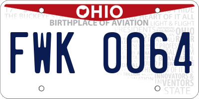 OH license plate FWK0064