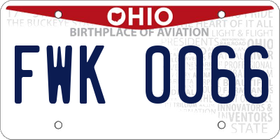 OH license plate FWK0066