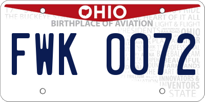 OH license plate FWK0072