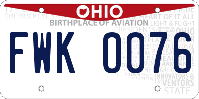 OH license plate FWK0076