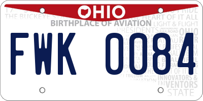 OH license plate FWK0084