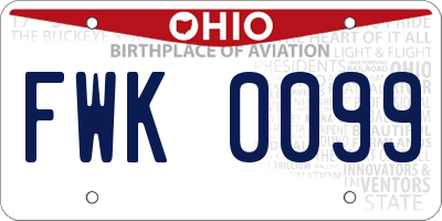 OH license plate FWK0099