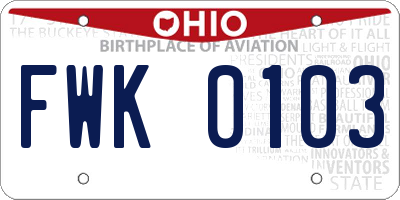OH license plate FWK0103
