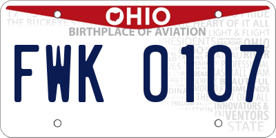 OH license plate FWK0107