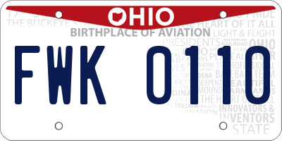 OH license plate FWK0110