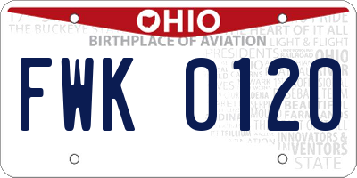 OH license plate FWK0120