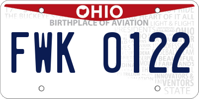 OH license plate FWK0122