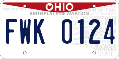 OH license plate FWK0124