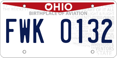 OH license plate FWK0132