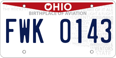 OH license plate FWK0143