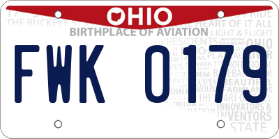 OH license plate FWK0179