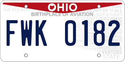 OH license plate FWK0182