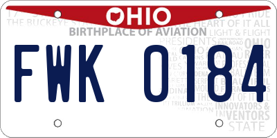 OH license plate FWK0184