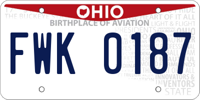 OH license plate FWK0187