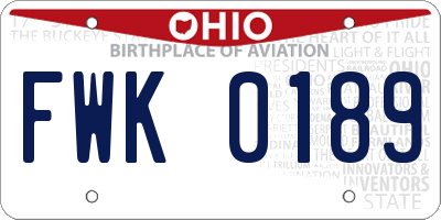 OH license plate FWK0189