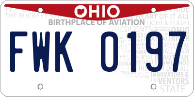 OH license plate FWK0197