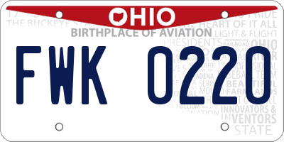 OH license plate FWK0220