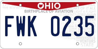 OH license plate FWK0235