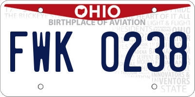 OH license plate FWK0238
