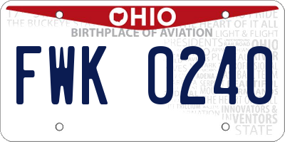 OH license plate FWK0240