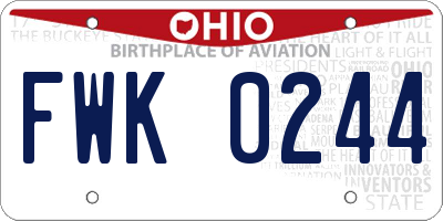 OH license plate FWK0244