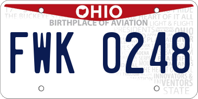 OH license plate FWK0248