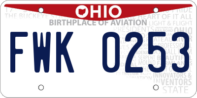 OH license plate FWK0253