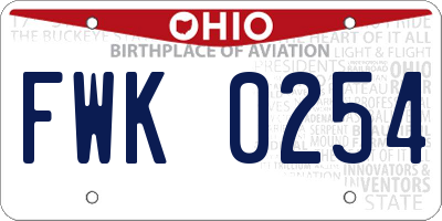 OH license plate FWK0254