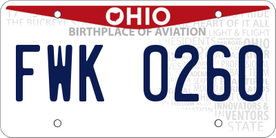 OH license plate FWK0260