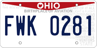 OH license plate FWK0281