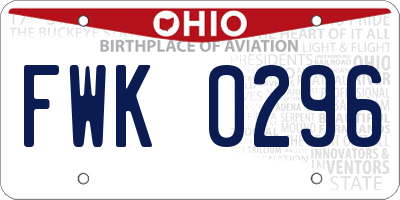 OH license plate FWK0296