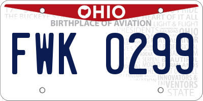 OH license plate FWK0299
