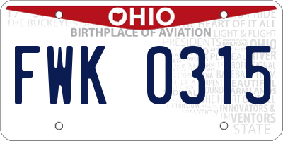 OH license plate FWK0315