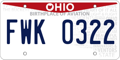 OH license plate FWK0322