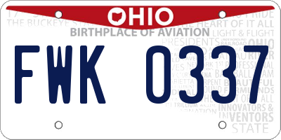 OH license plate FWK0337