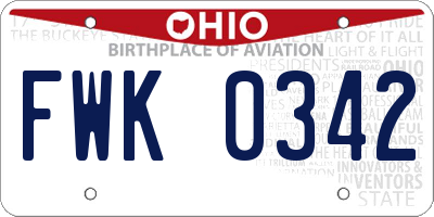 OH license plate FWK0342